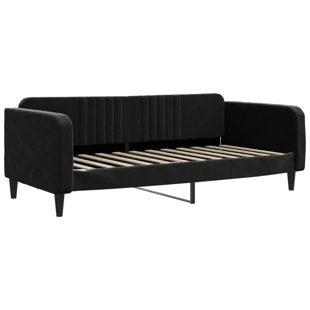 Dnevni krevet crni 100 x 200 cm baršunasti