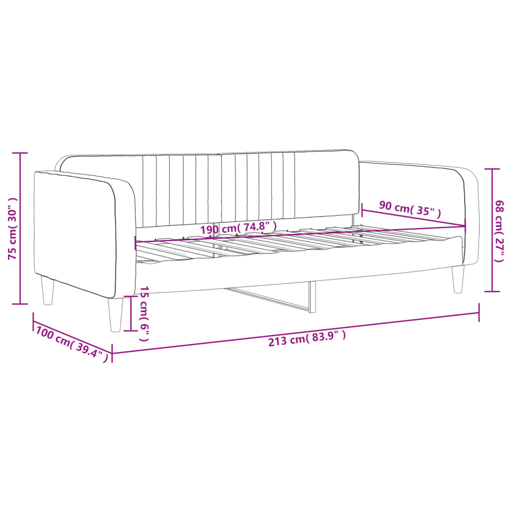 Dnevni krevet crni 90 x 190 cm baršunasti