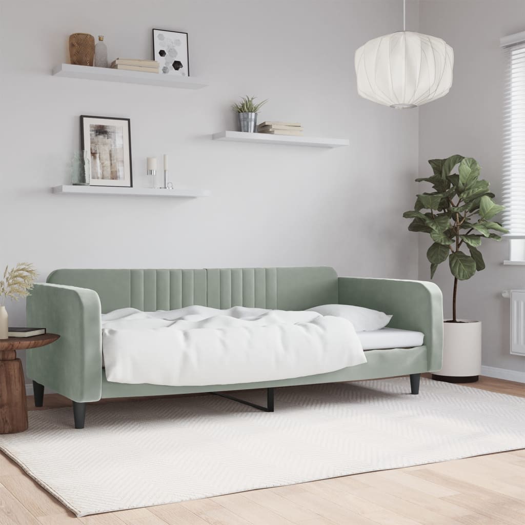 Dnevni ležaj svjetlosivi 100x190 cm baršunasti