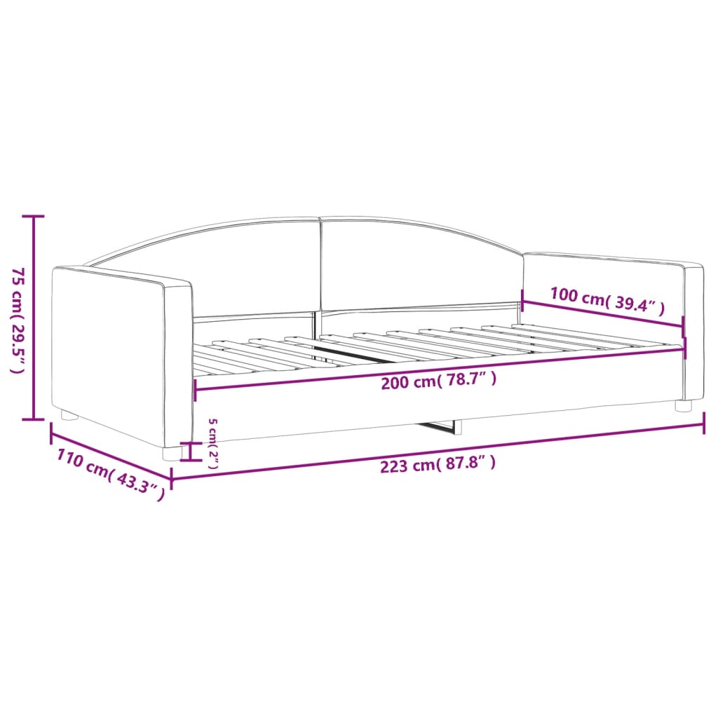 Dnevni krevet krem 100 x 200 cm od tkanine