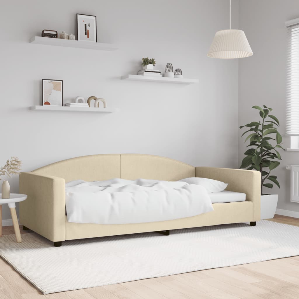 Dnevni krevet krem 100 x 200 cm od tkanine