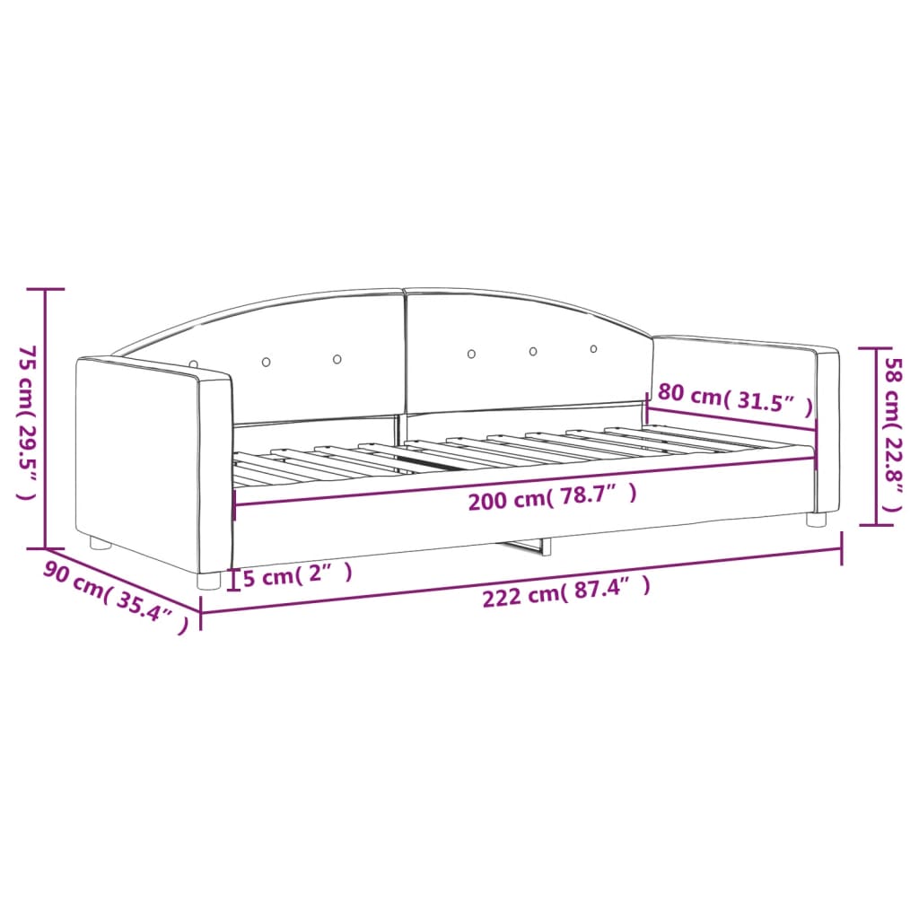 Dnevni krevet crni 80 x 200 cm baršunasti