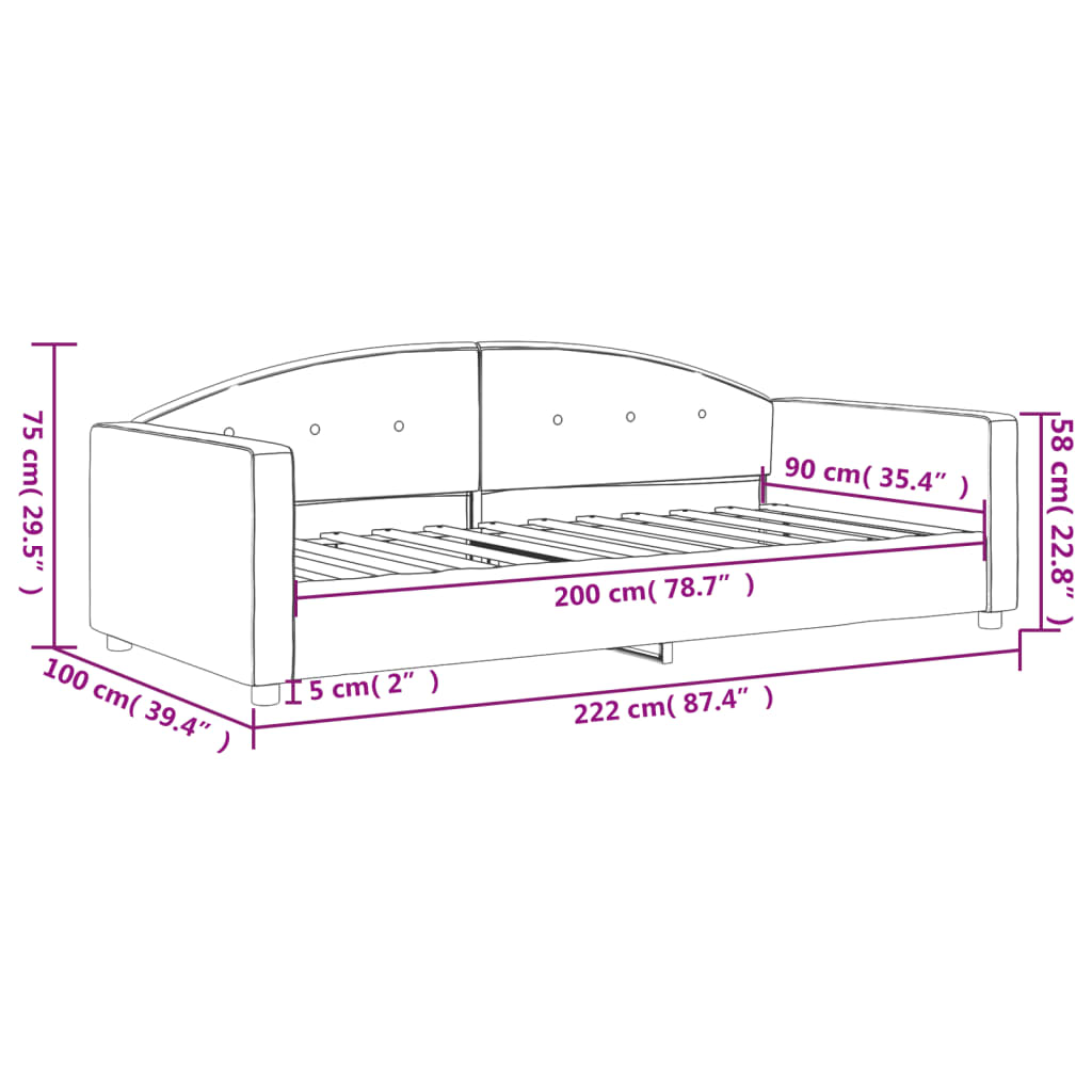 Dnevni krevet ružičasti 90 x 200 cm baršunasti