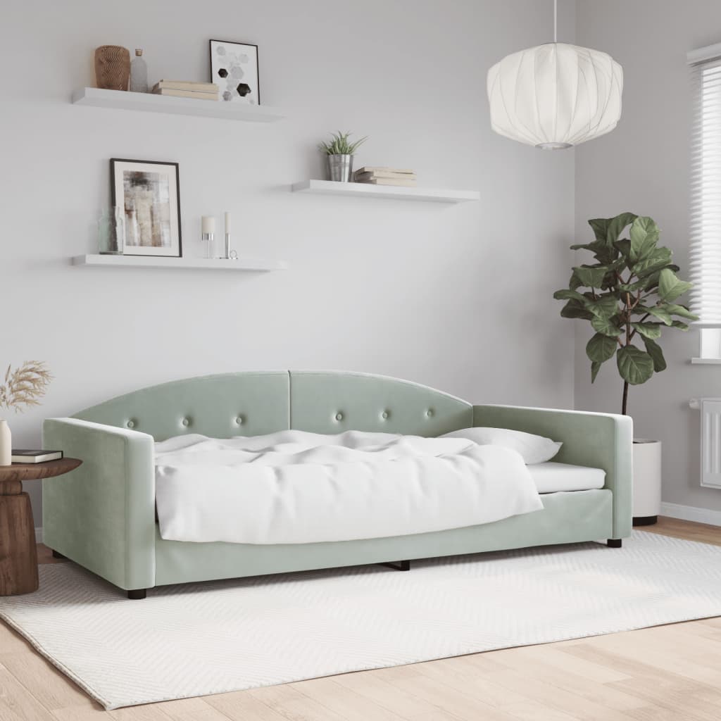 Dnevni krevet svjetlosivi 100 x 200 cm baršunasti