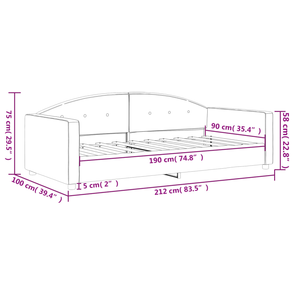 Dnevni krevet crni 90 x 190 cm baršunasti