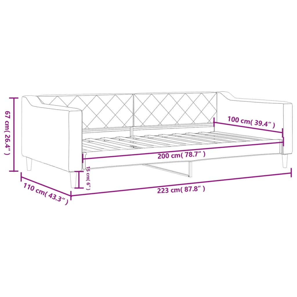 Dnevni krevet svjetlosivi 100 x 200 cm od tkanine