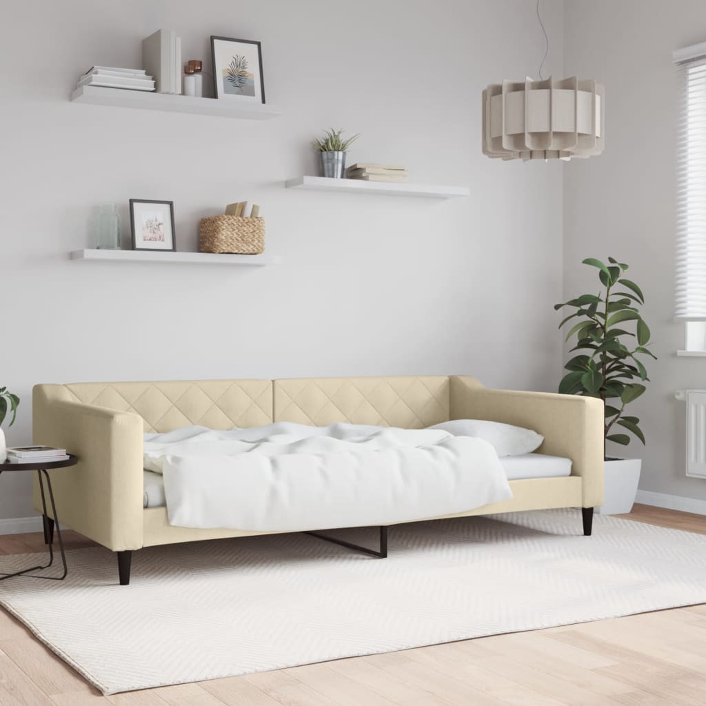Dnevni krevet krem 100 x 200 cm od tkanine