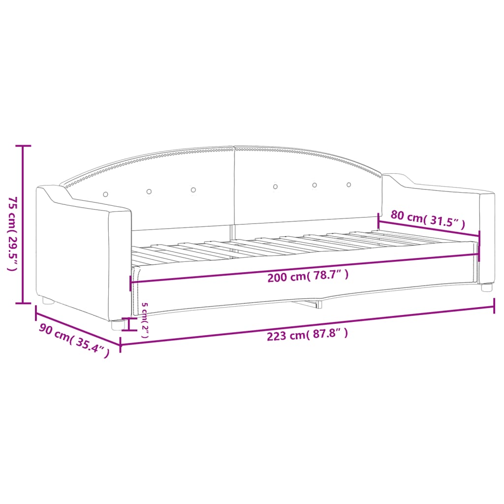 Dnevni krevet krem 80 x 200 cm od tkanine