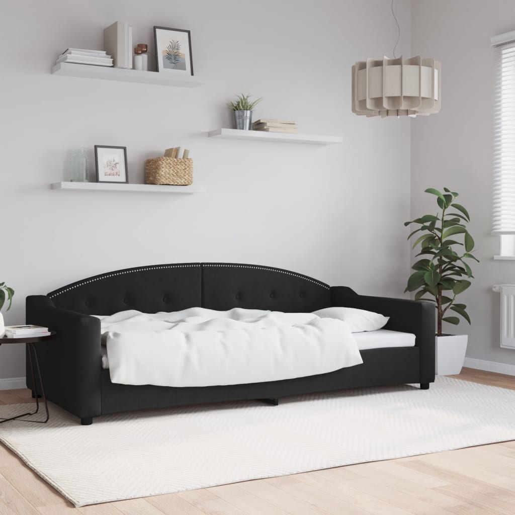 Dnevni krevet crni 90 x 200 cm od tkanine