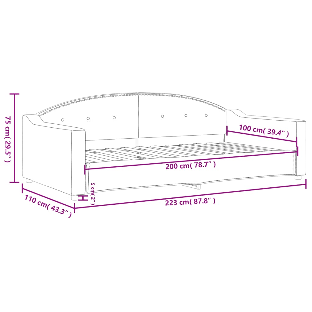Dnevni krevet krem 100 x 200 cm od tkanine
