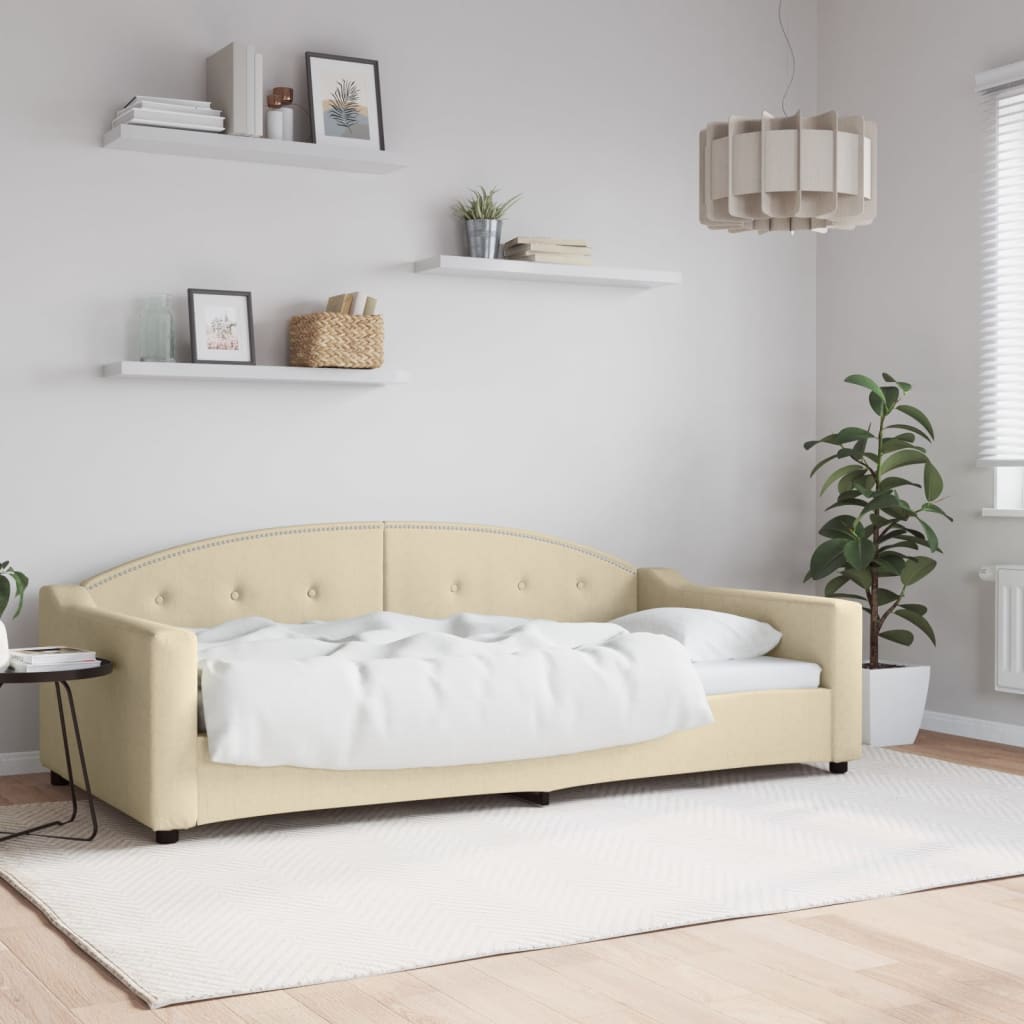 Dnevni krevet krem 100 x 200 cm od tkanine