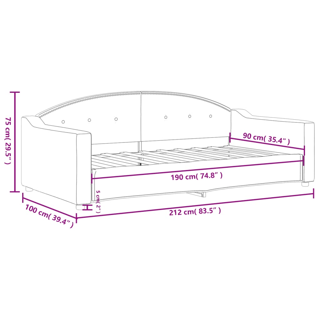 Dnevni krevet svjetlosivi 90 x 190 cm od tkanine
