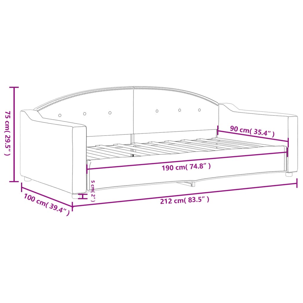 Dnevni krevet crni 90 x 190 cm od tkanine
