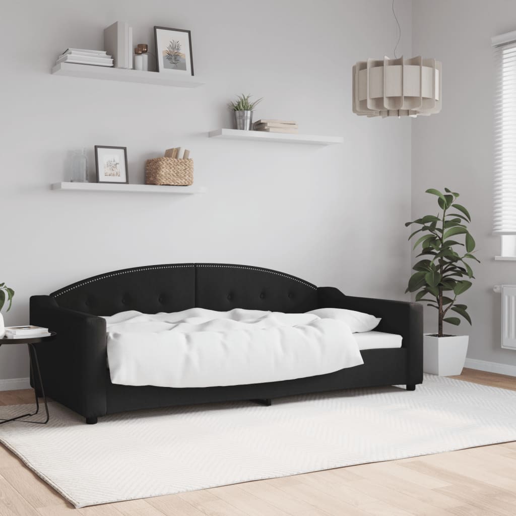 Dnevni krevet crni 90 x 190 cm od tkanine