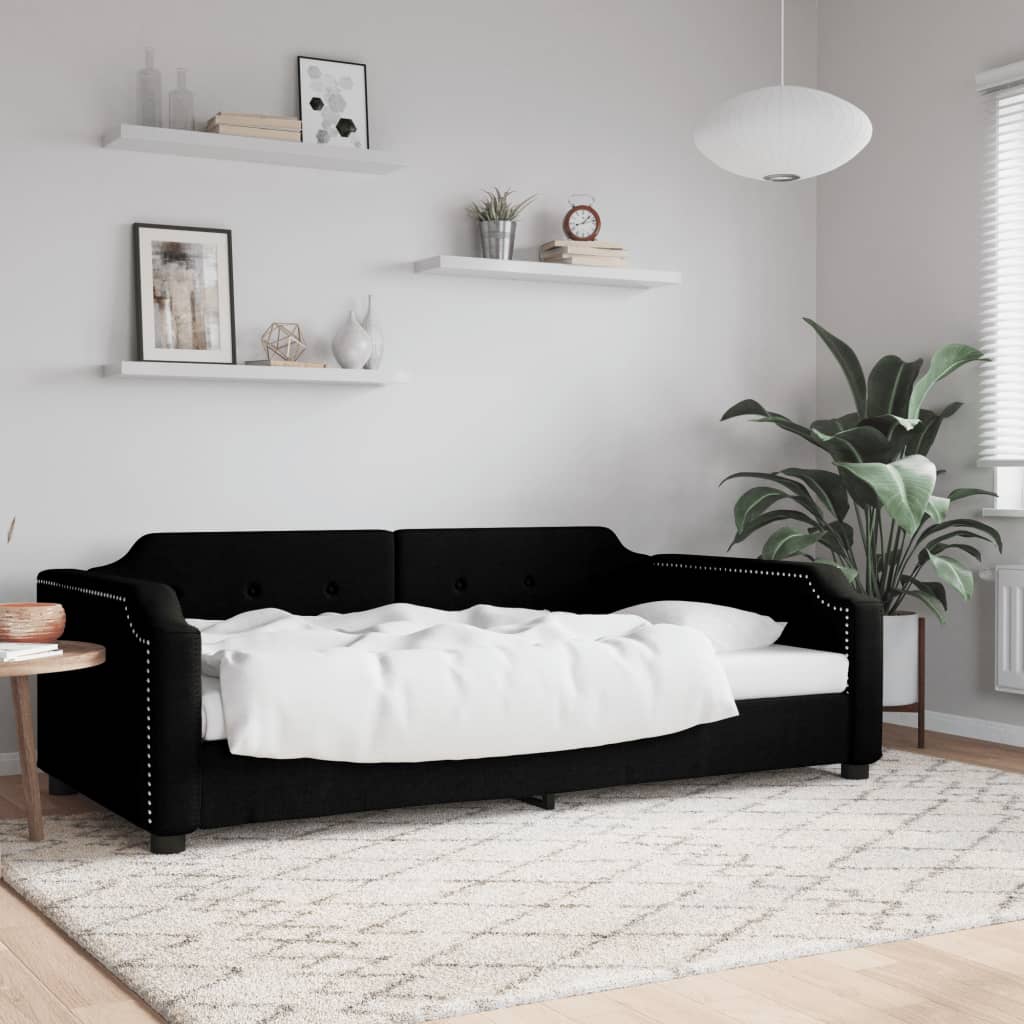 Dnevni krevet crni 90 x 200 cm od tkanine