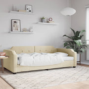 Dnevni krevet krem 100 x 200 cm od tkanine