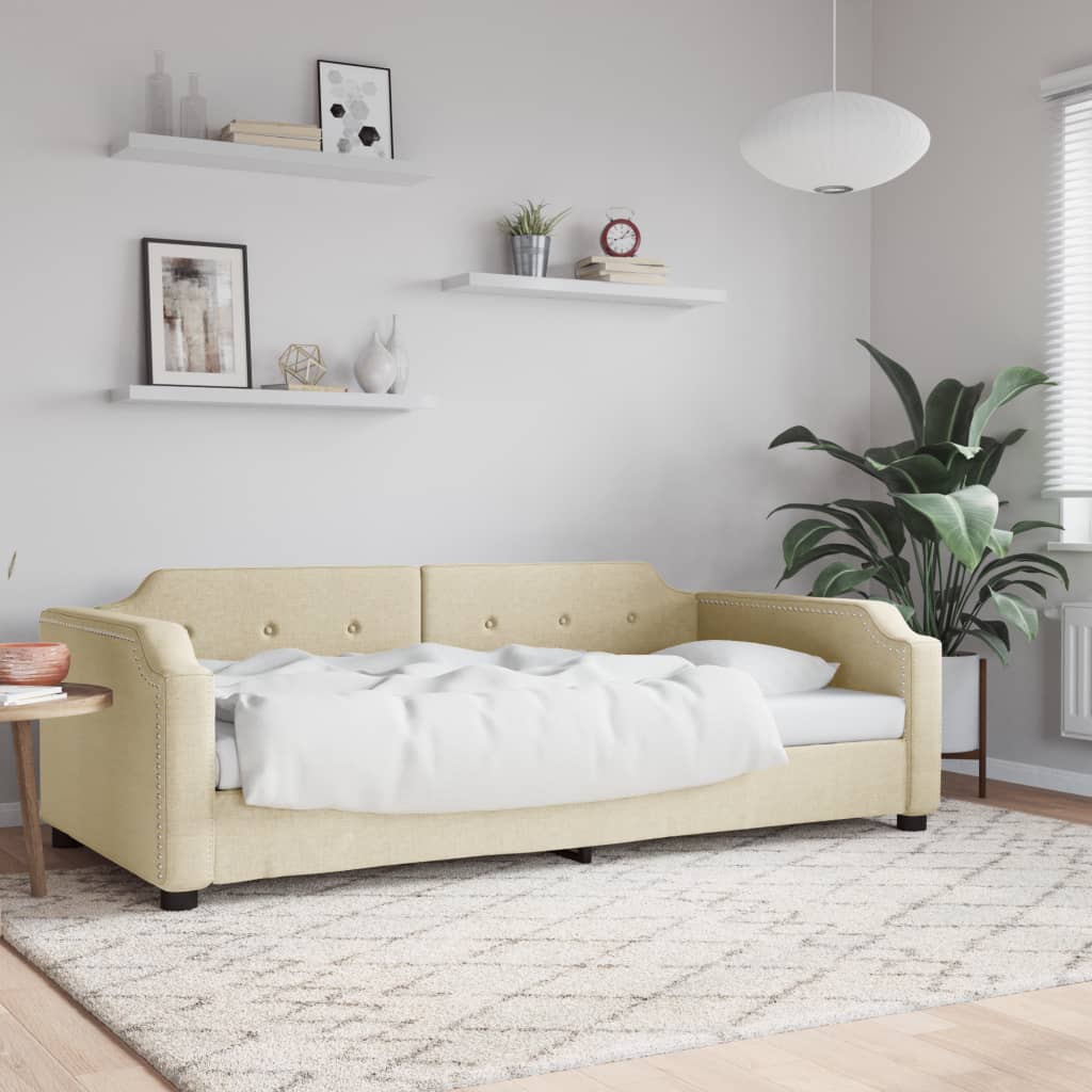 Dnevni krevet krem 100 x 200 cm od tkanine