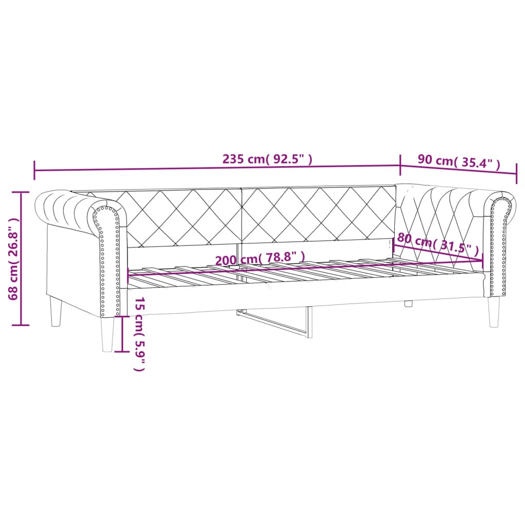 Dnevni krevet crni 80 x 200 cm od umjetne kože