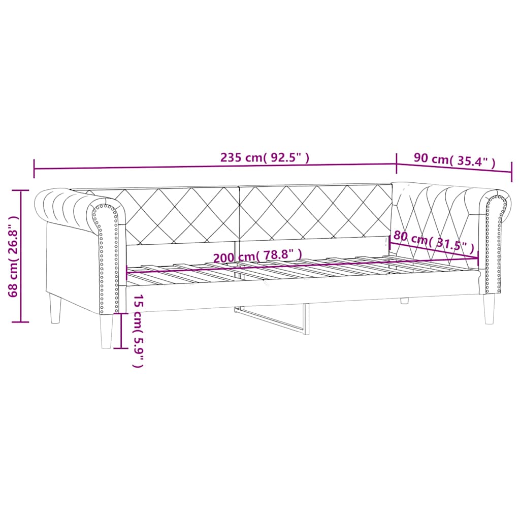 Dnevni krevet boja cappuccina 80 x 200 cm od umjetne kože
