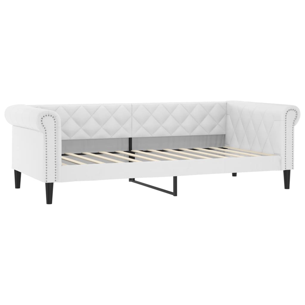 Dnevni krevet bijeli 90 x 200 cm od umjetne kože
