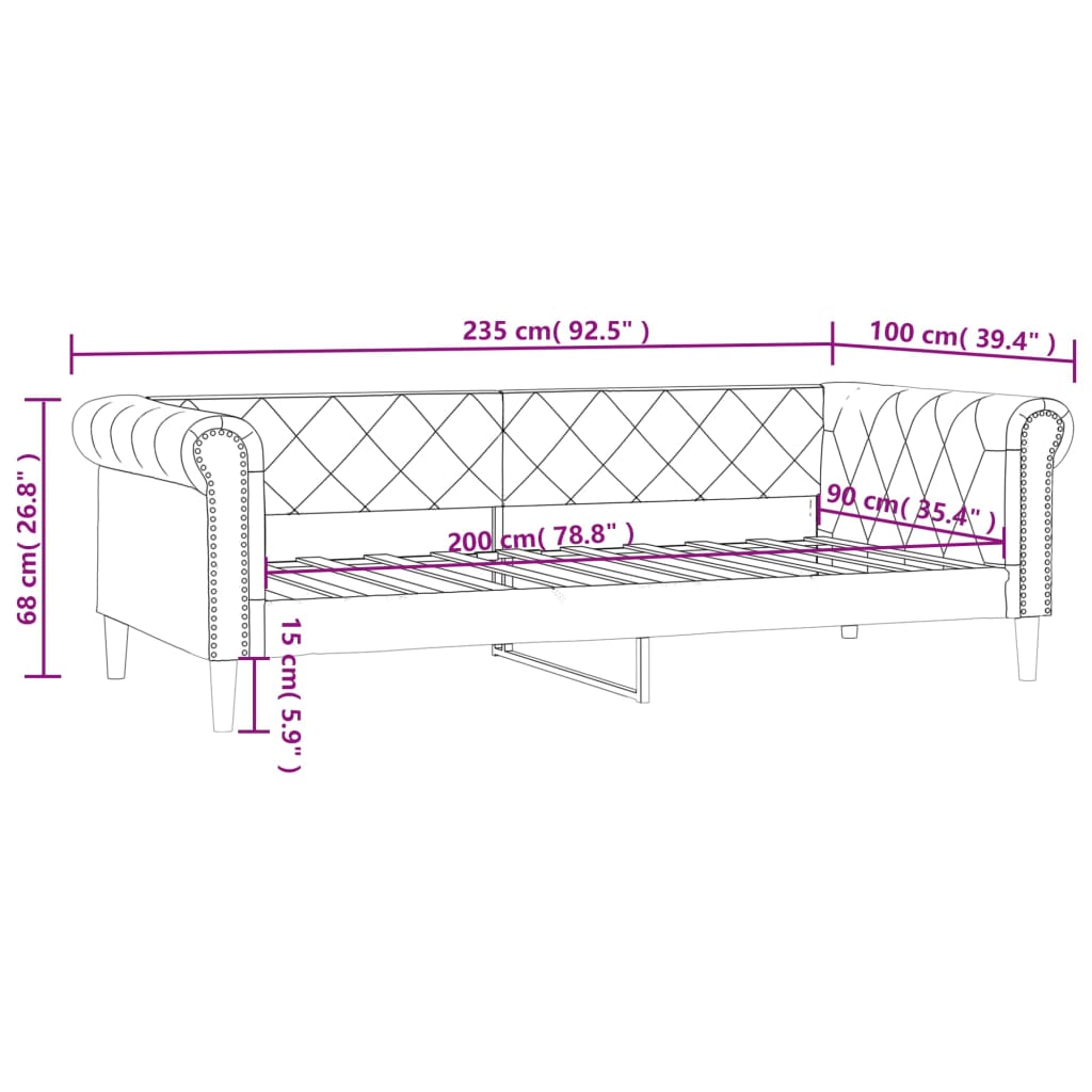 Dnevni krevet krem 90 x 200 cm od umjetne kože