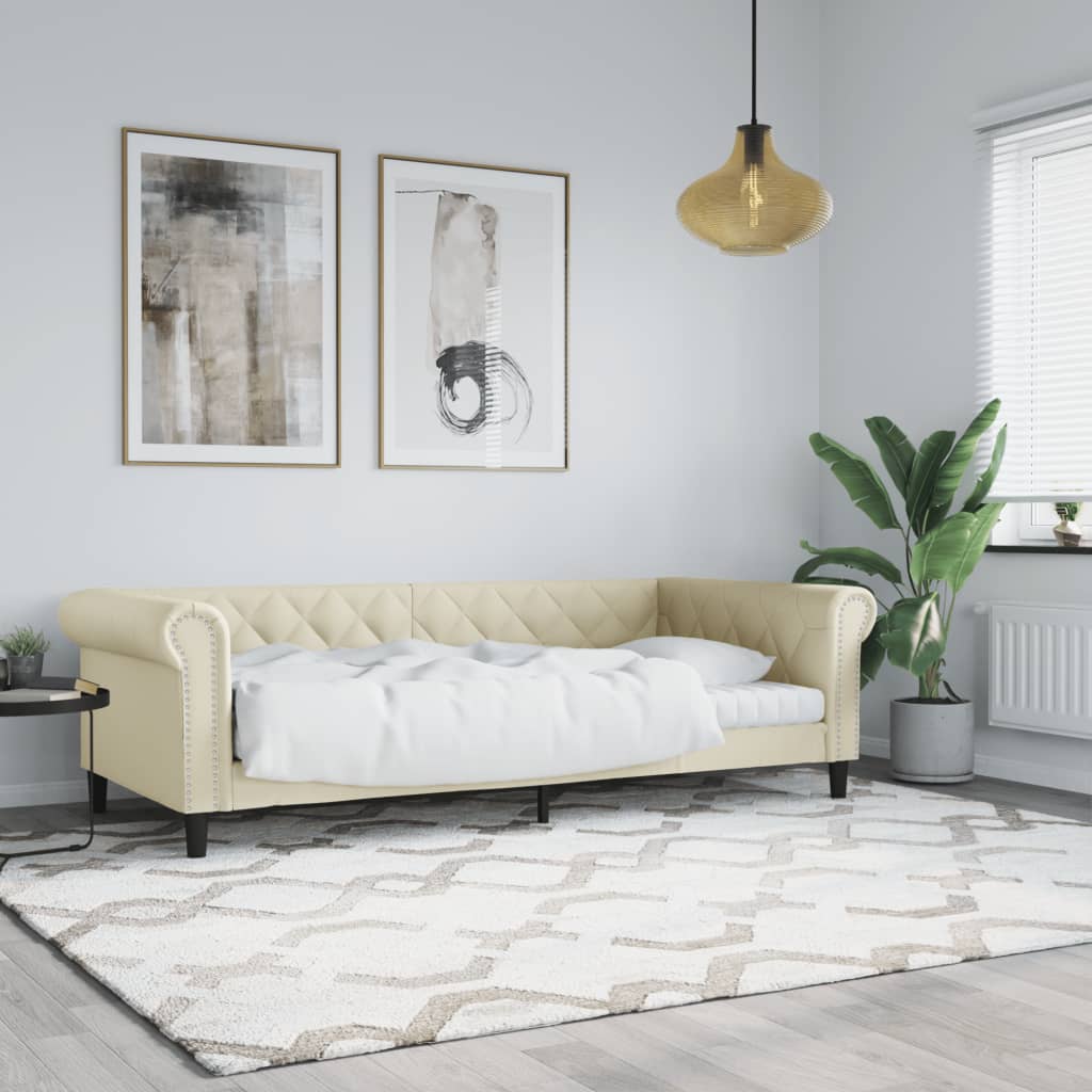 Dnevni krevet krem 90 x 200 cm od umjetne kože
