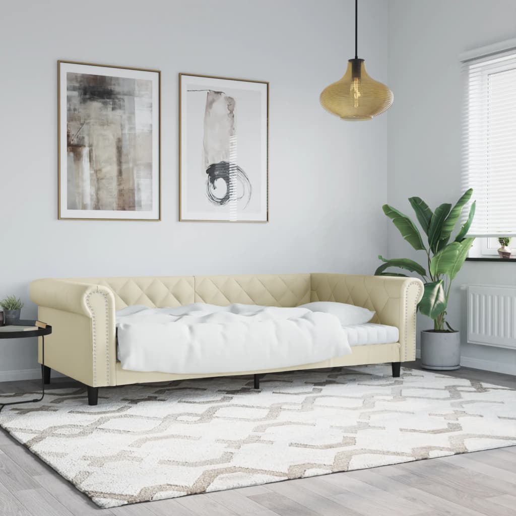 Dnevni krevet krem 100 x 200 cm od umjetne kože