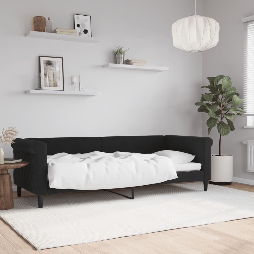 Dnevni krevet crni 80 x 200 cm baršunasti