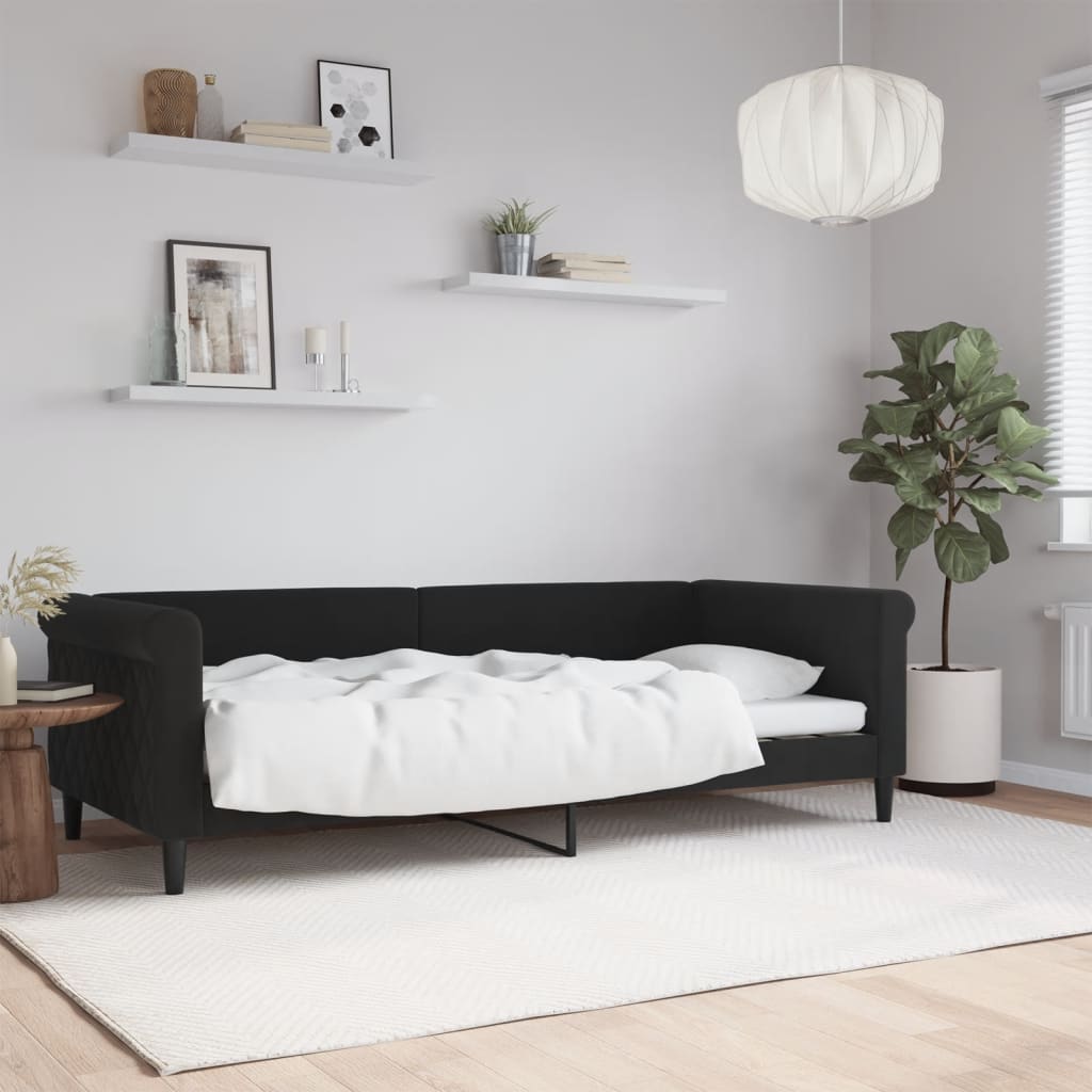 Dnevni krevet crni 90 x 200 cm baršunasti