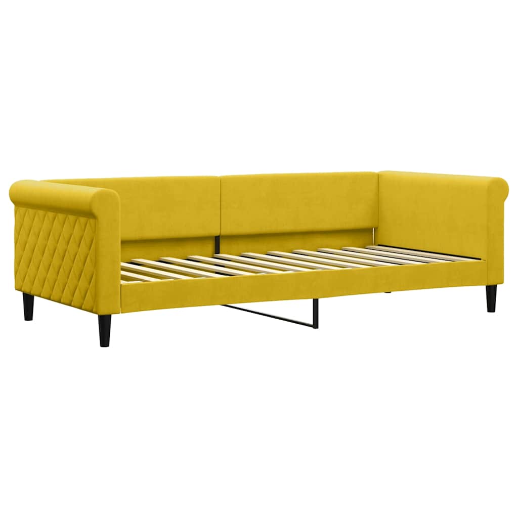 Dnevni krevet žuti 90 x 200 cm baršunasti