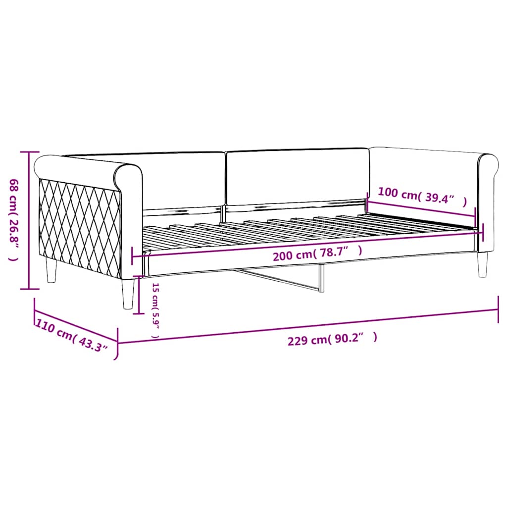 Dnevni krevet plavi 100 x 200 cm baršunasti