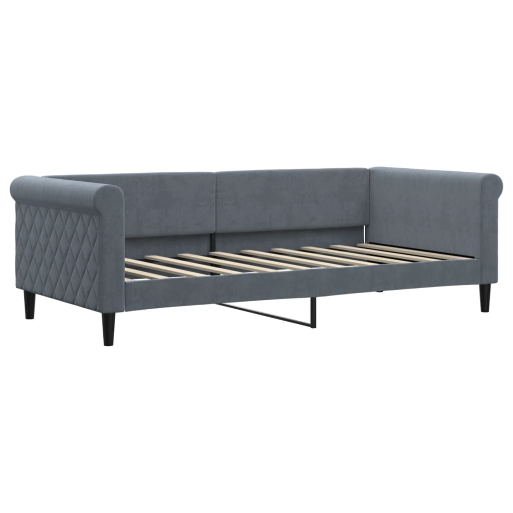 Dnevni ležaj bez madracem tamnosivi 90x190 cm baršunasti
