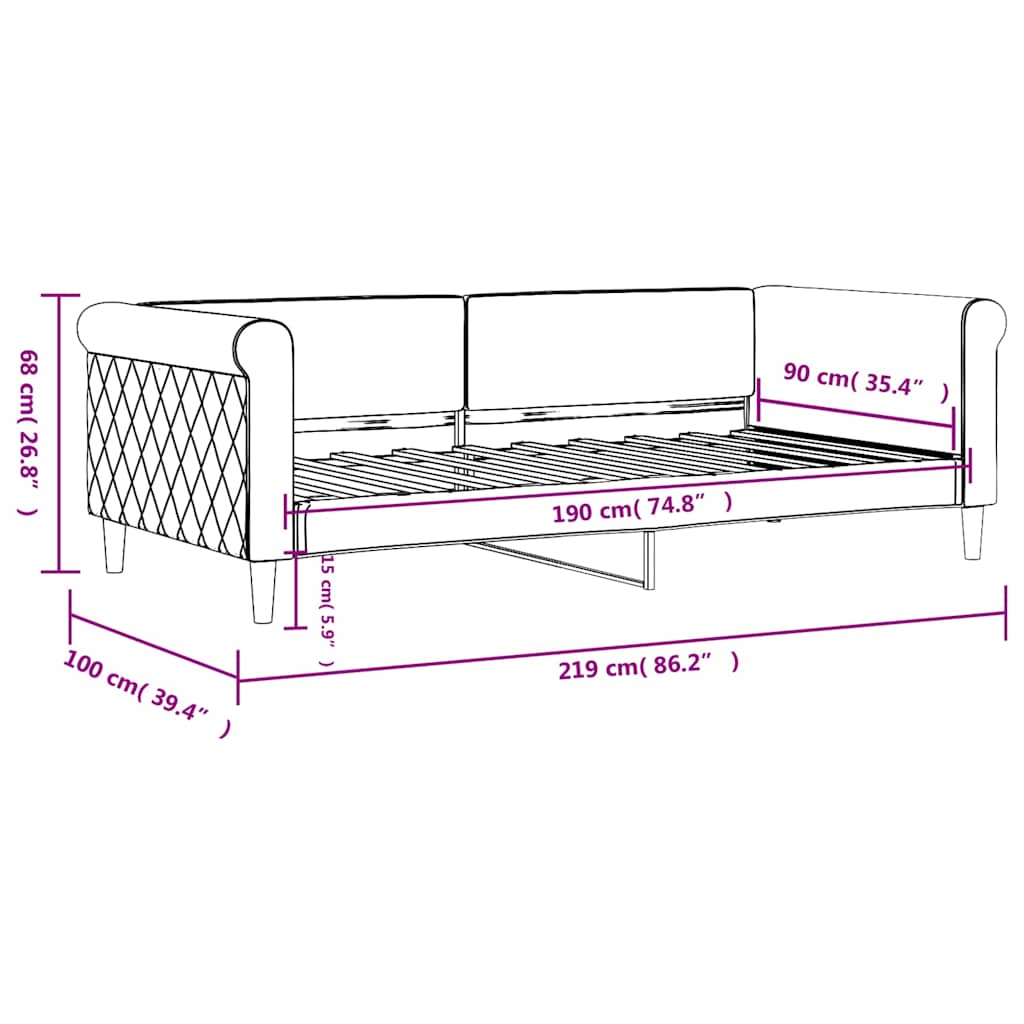 Dnevni krevet crni 90 x 190 cm baršunasti