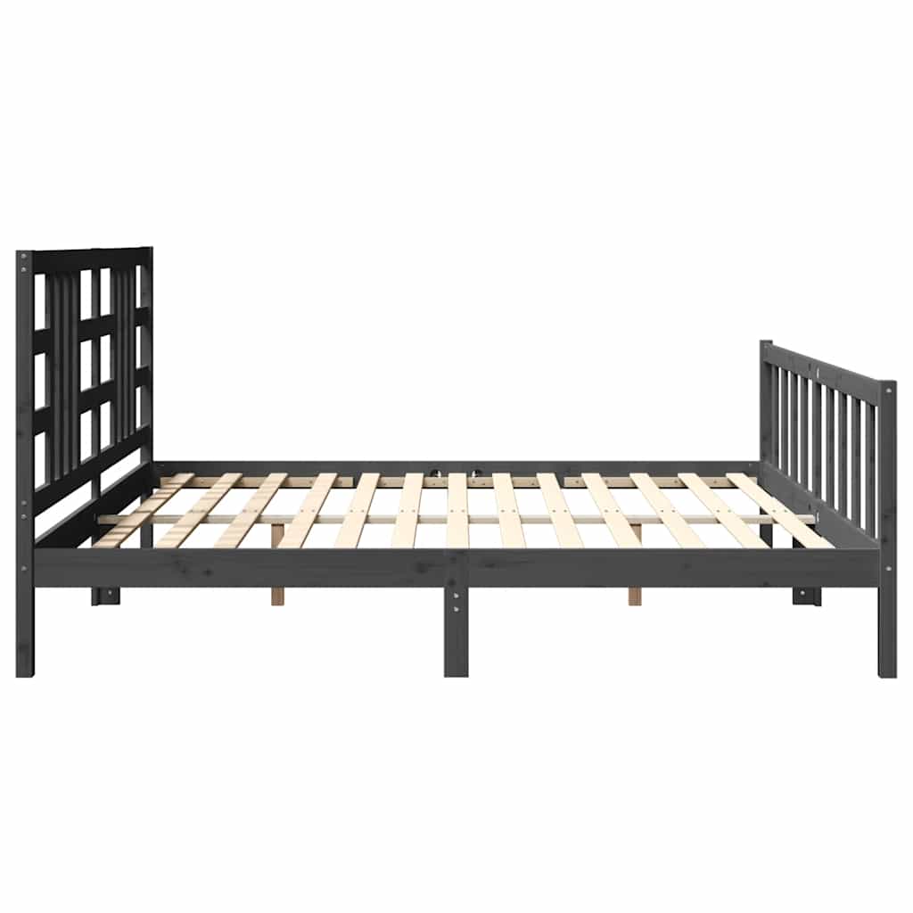 Okvir za krevet s uzglavljem sivi 200 x 200 cm od masivnog drva
