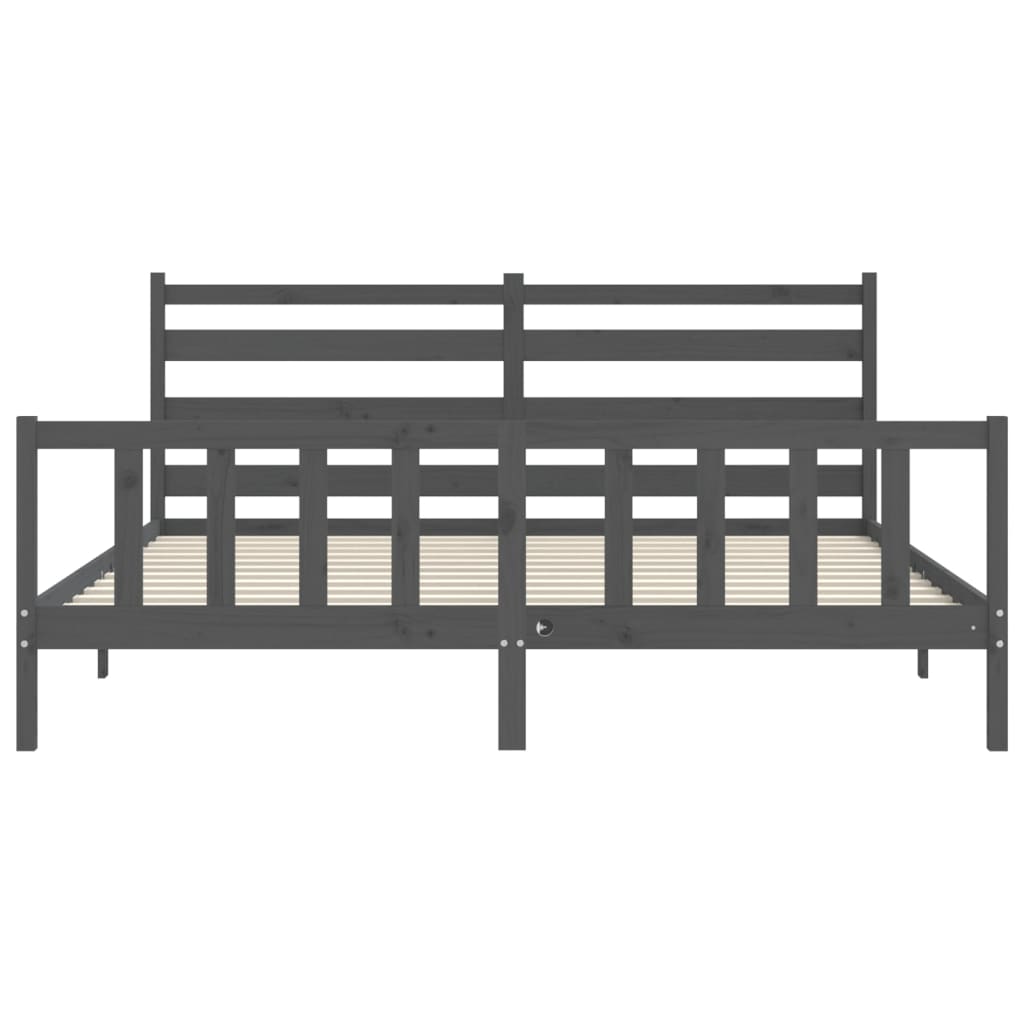 Okvir za krevet s uzglavljem sivi 200 x 200 cm od masivnog drva