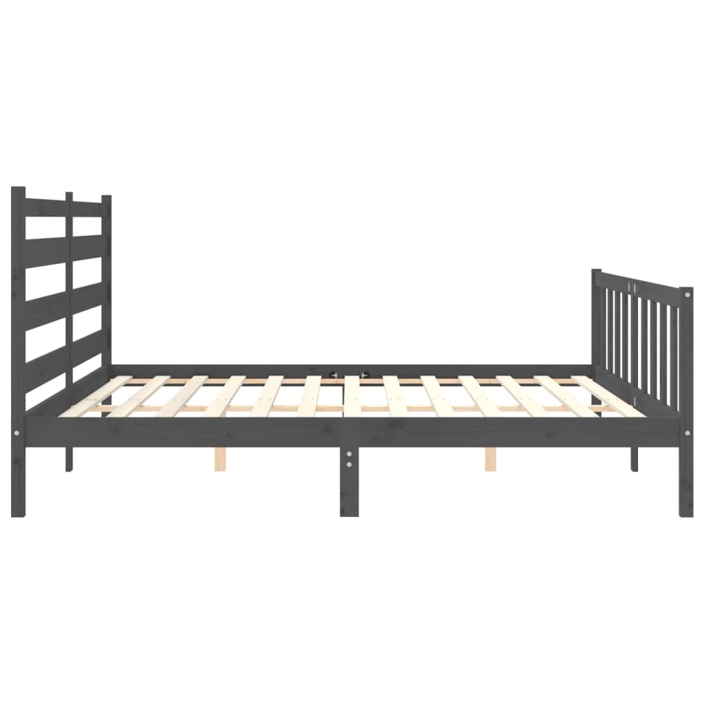 Okvir za krevet s uzglavljem sivi 200 x 200 cm od masivnog drva