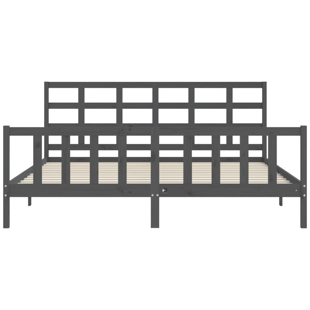 Okvir za krevet s uzglavljem sivi 200 x 200 cm od masivnog drva