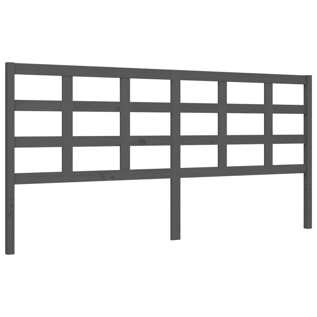 Okvir za krevet s uzglavljem sivi 200 x 200 cm od masivnog drva