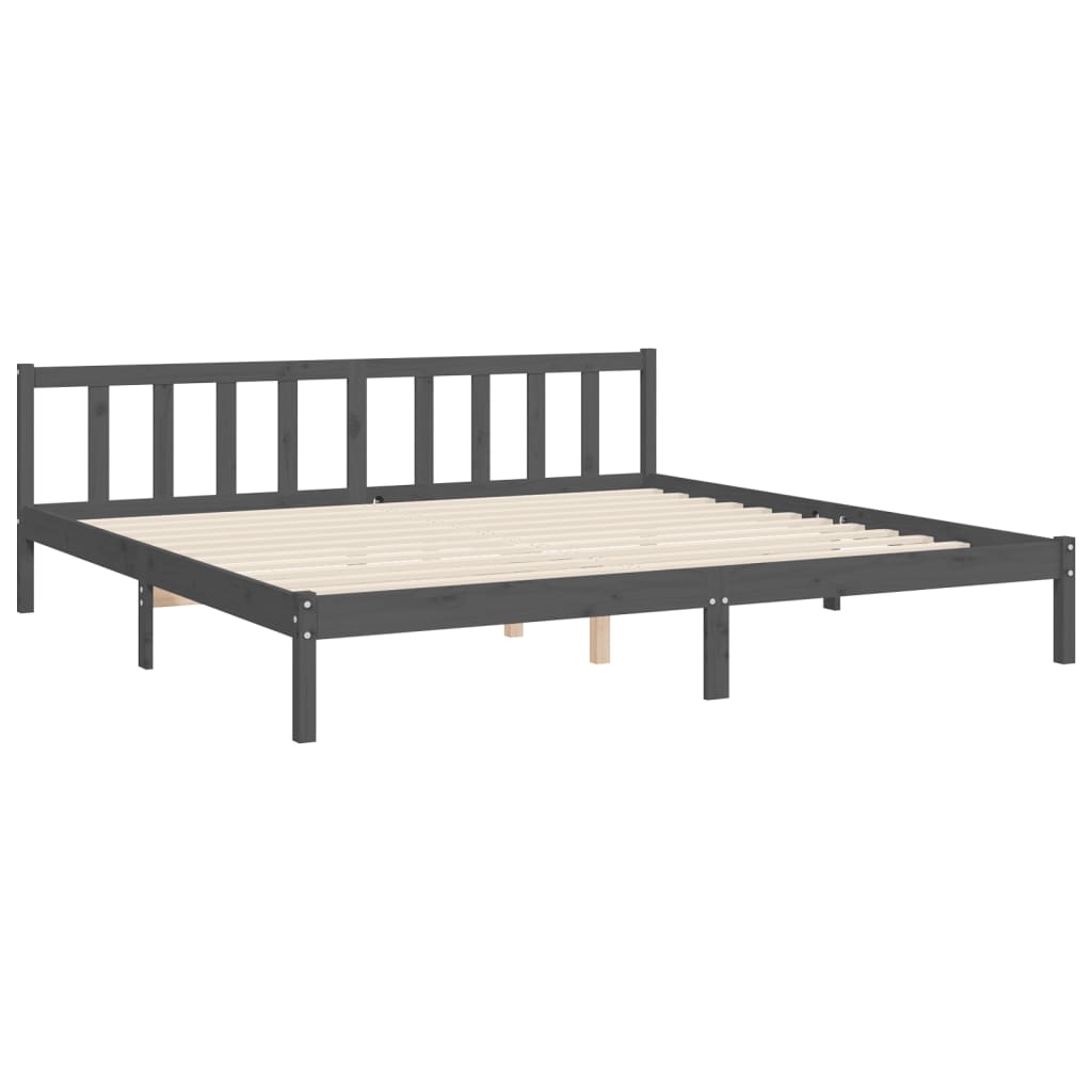 Okvir za krevet s uzglavljem sivi 200 x 200 cm od masivnog drva