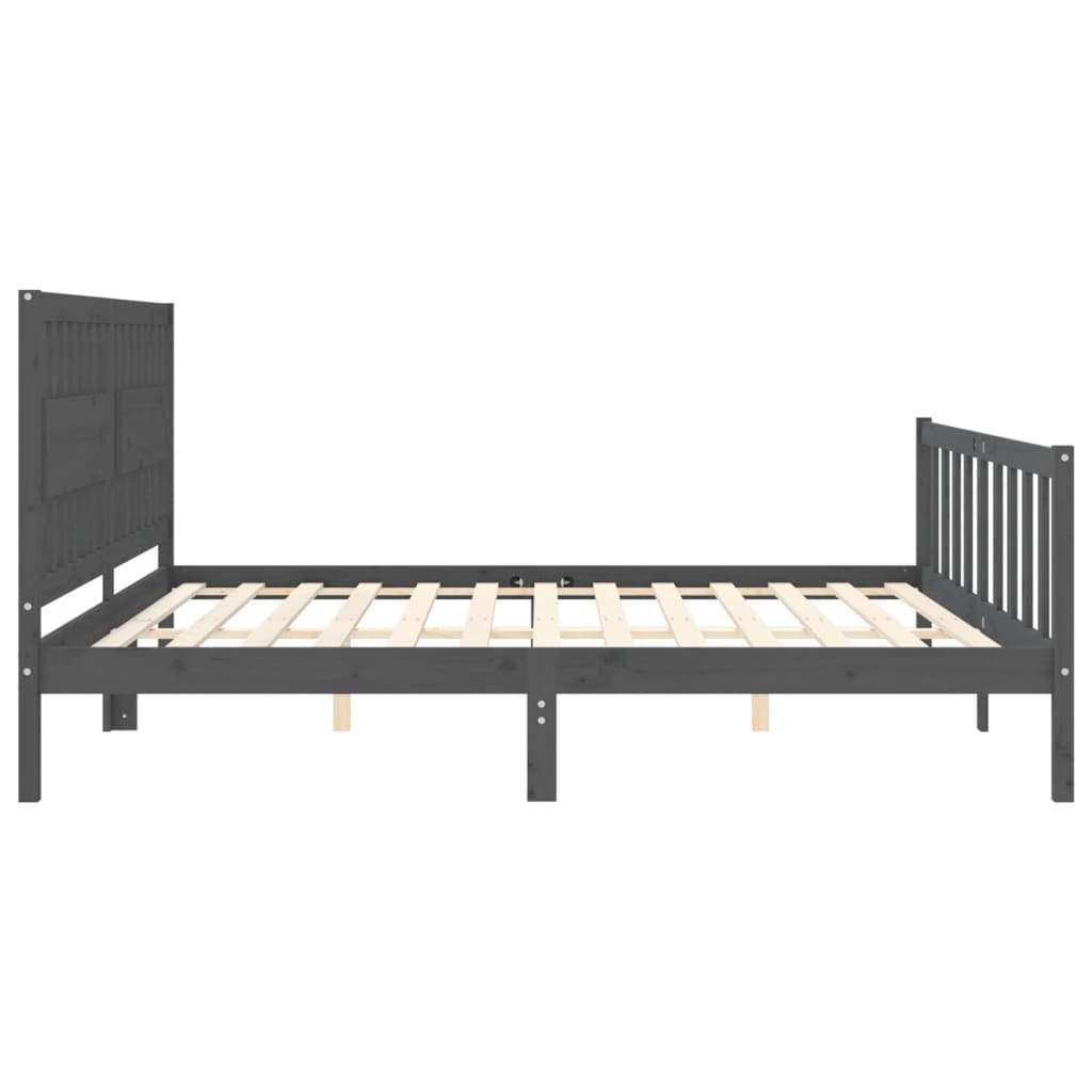 Okvir za krevet s uzglavljem sivi 200 x 200 cm od masivnog drva