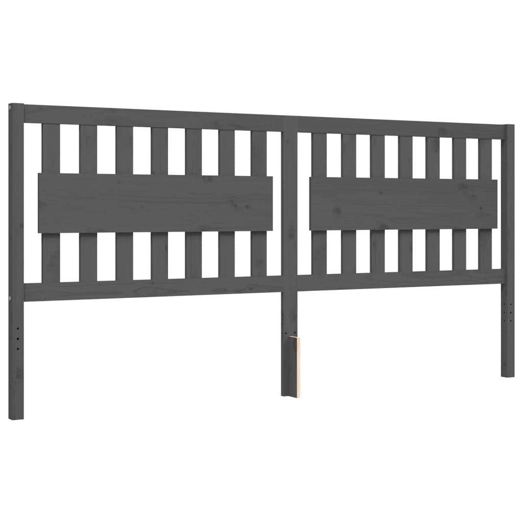 Okvir za krevet s uzglavljem sivi 200 x 200 cm od masivnog drva