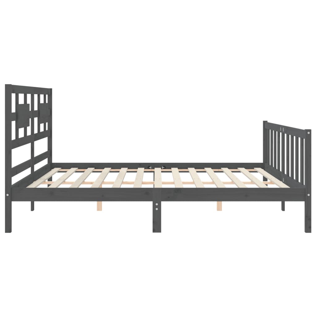 Okvir za krevet s uzglavljem sivi 200 x 200 cm od masivnog drva