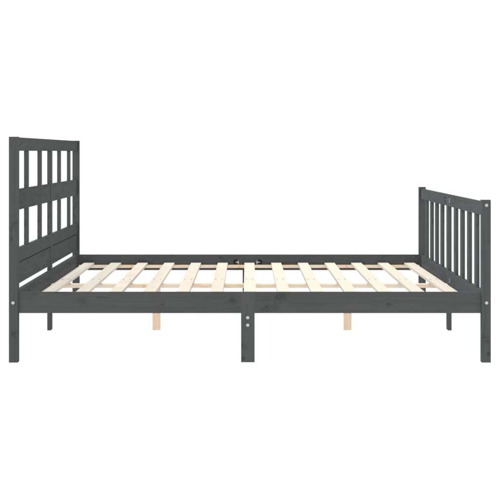 Okvir za krevet s uzglavljem sivi 200 x 200 cm od masivnog drva
