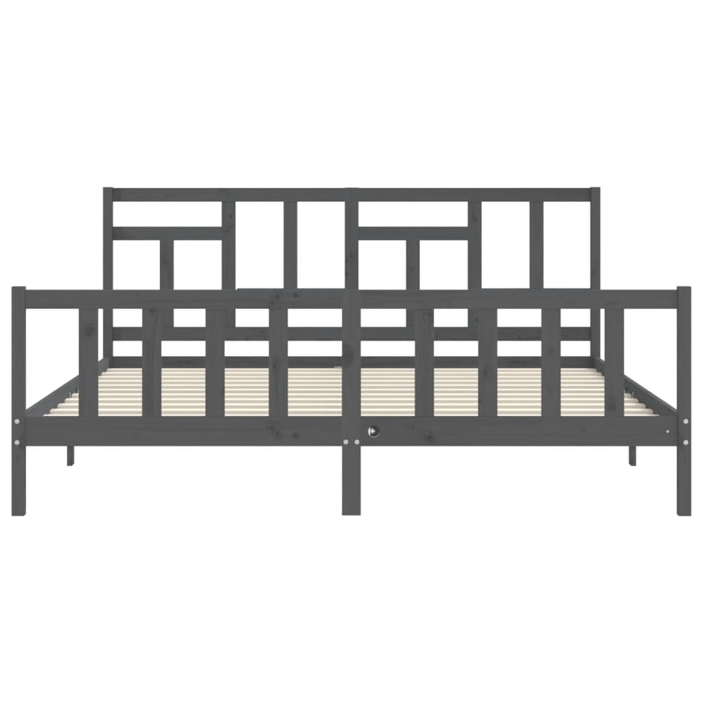 Okvir za krevet s uzglavljem sivi 200 x 200 cm od masivnog drva