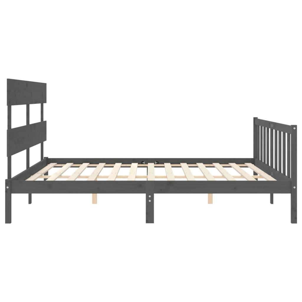 Okvir za krevet s uzglavljem sivi 200 x 200 cm od masivnog drva