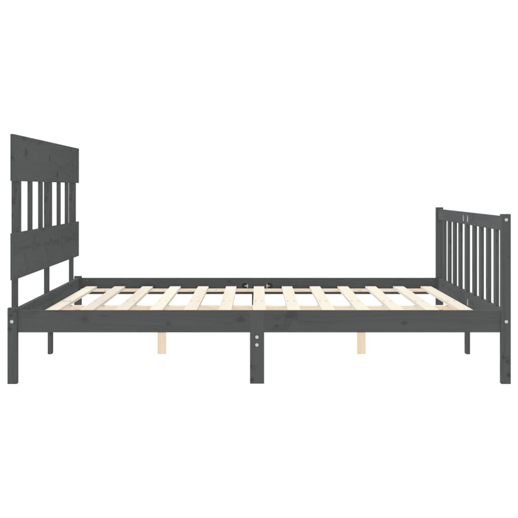 Okvir za krevet s uzglavljem sivi 200 x 200 cm od masivnog drva