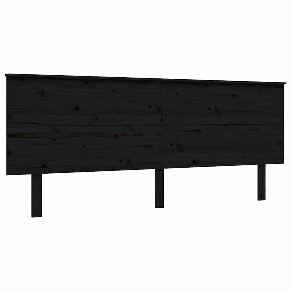 Okvir za krevet s uzglavljem crni 200 x 200 cm od masivnog drva