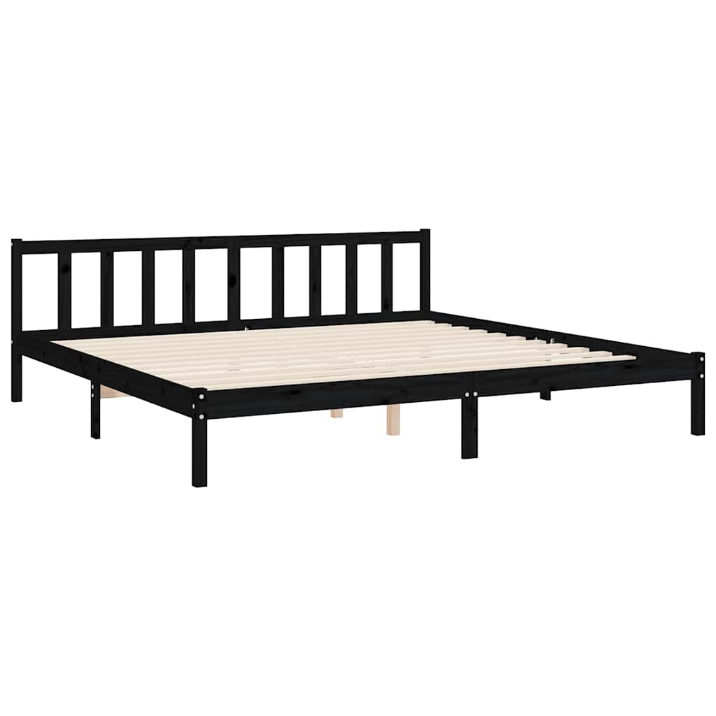 Okvir za krevet s uzglavljem crni 200 x 200 cm od masivnog drva