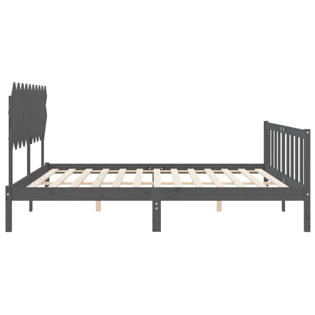 Okvir za krevet s uzglavljem sivi 200 x 200 cm od masivnog drva