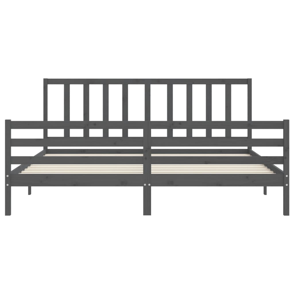 Okvir za krevet s uzglavljem sivi 200 x 200 cm od masivnog drva